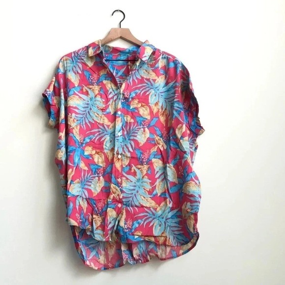 New J Mclaughlin Alondra Blouse Mini Norwich Leaves button
down collared top - Picture 2 of 10